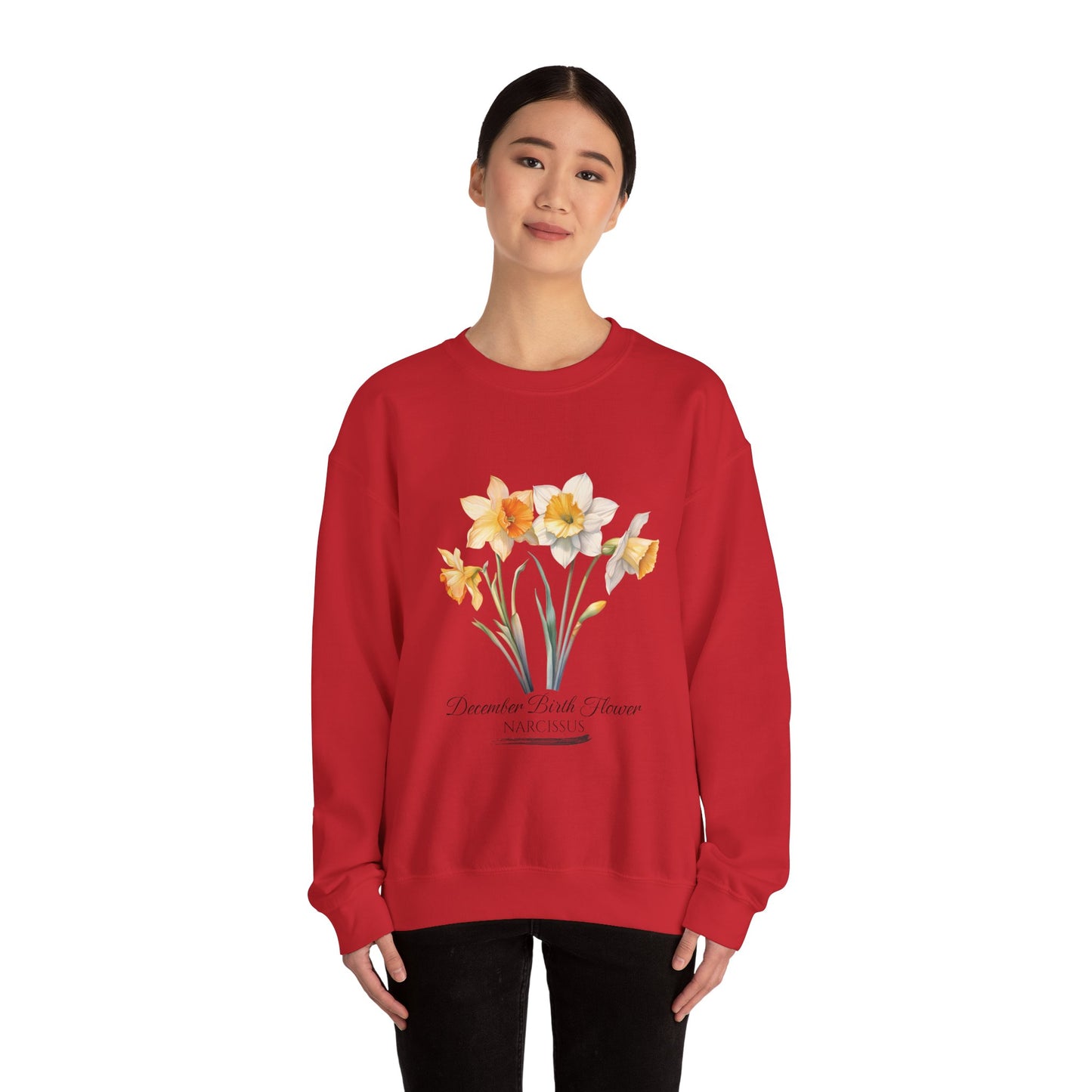 December Birth Flower (Narcisus) - Unisex Heavy Blend™ Crewneck Sweatshirt