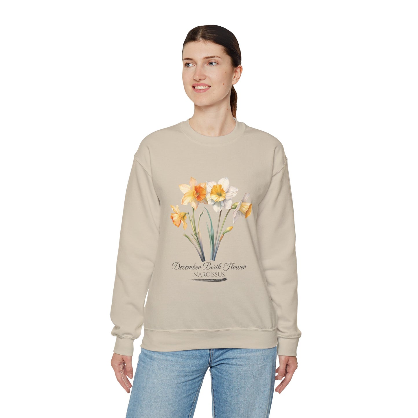 December Birth Flower (Narcisus) - Unisex Heavy Blend™ Crewneck Sweatshirt