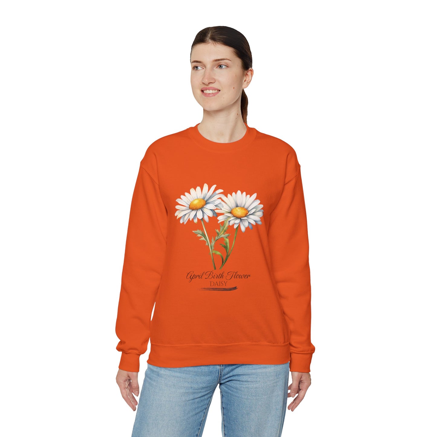 April Birth Flower (Daisy) - Unisex Heavy Blend™ Crewneck Sweatshirt