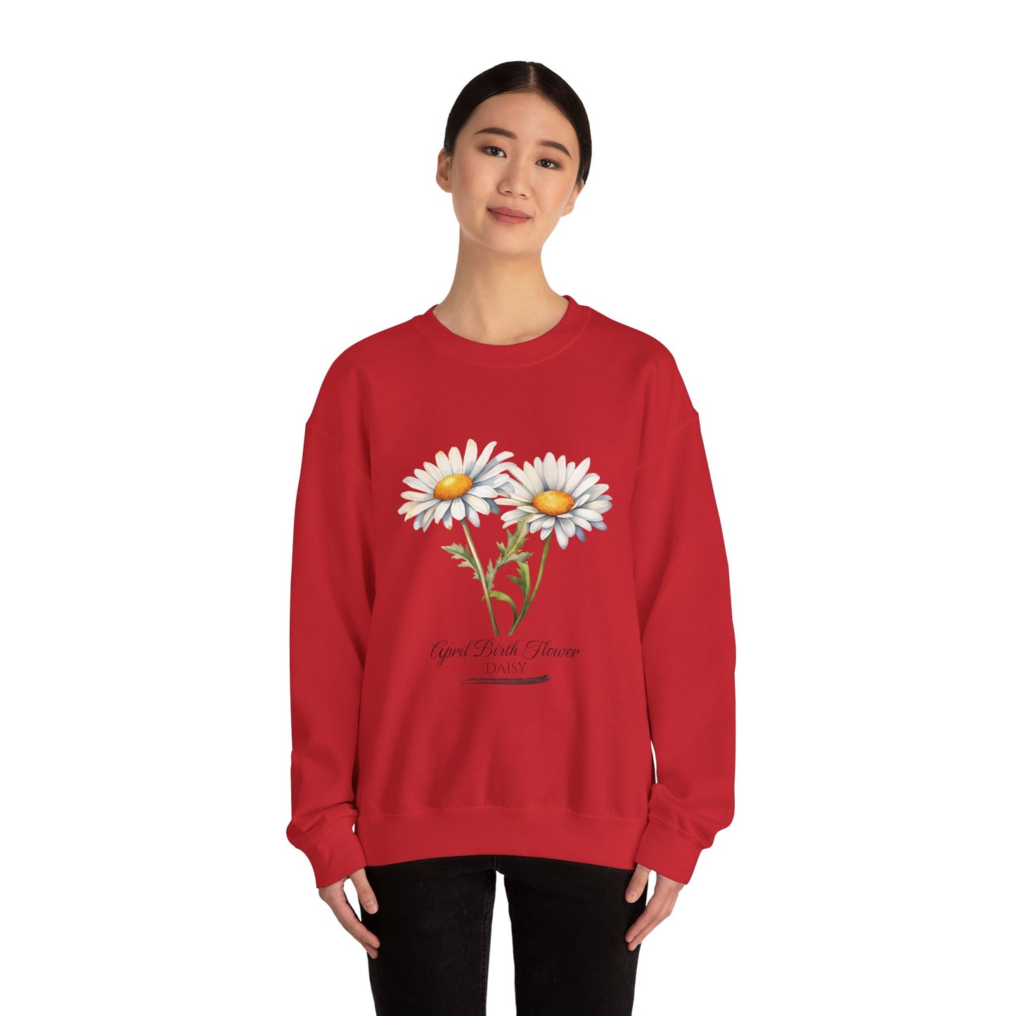 April Birth Flower (Daisy) - Unisex Heavy Blend™ Crewneck Sweatshirt