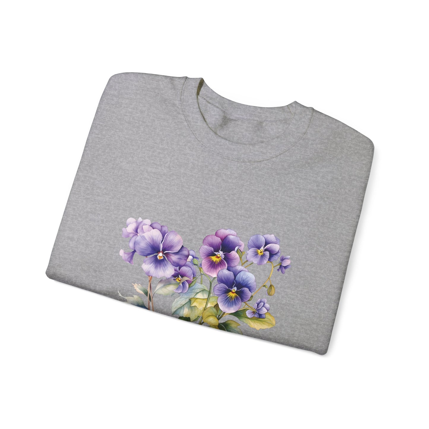 February Birth Flowers (Violet) - Unisex Heavy Blend™ Crewneck Sweatshirt