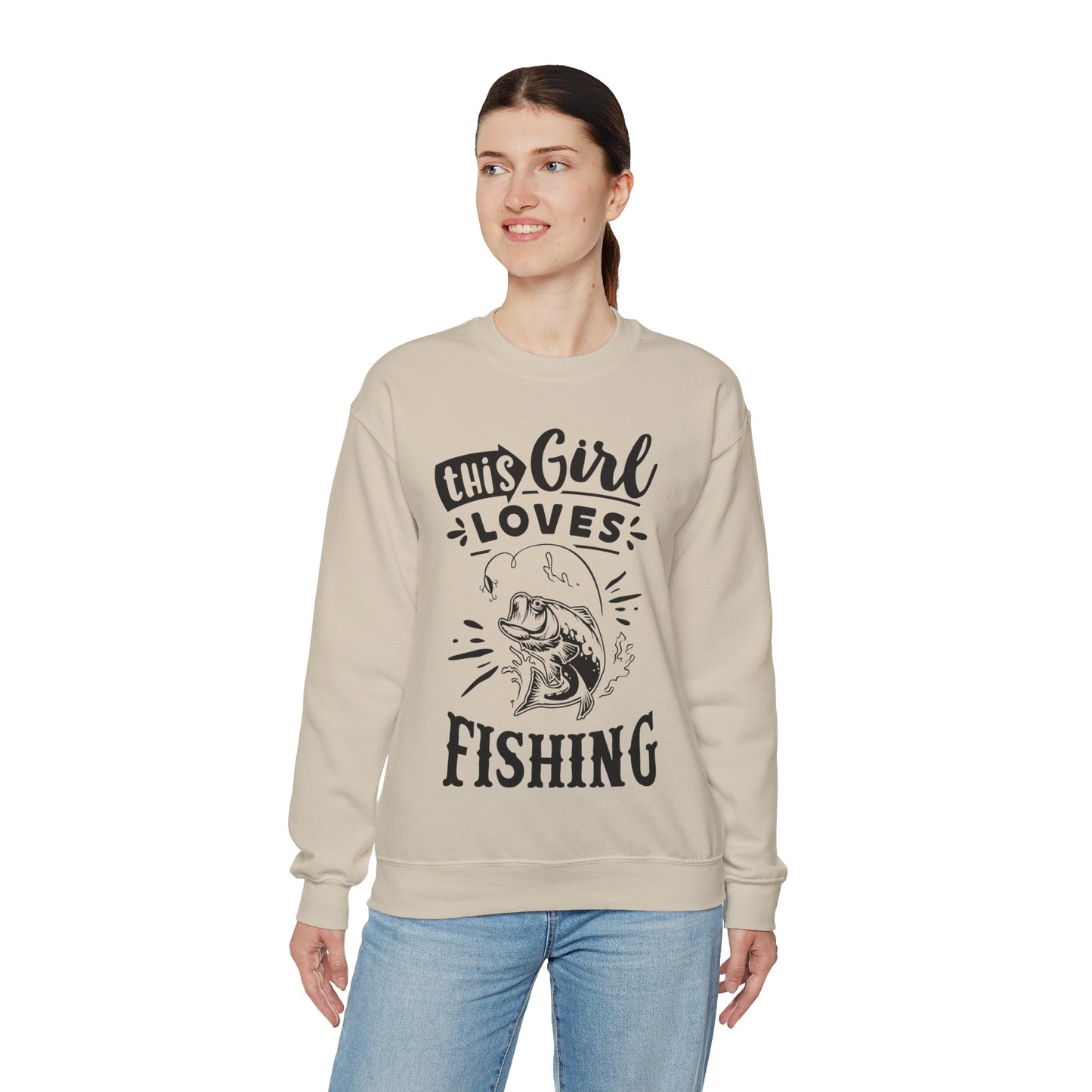 This girl loves fishing - Unisex Heavy Blend™ Crewneck Sweatshirt