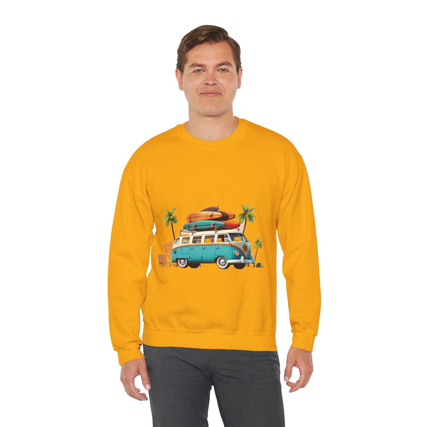 Retro Surf Van - Unisex Heavy Blend™ Crewneck Sweatshirt