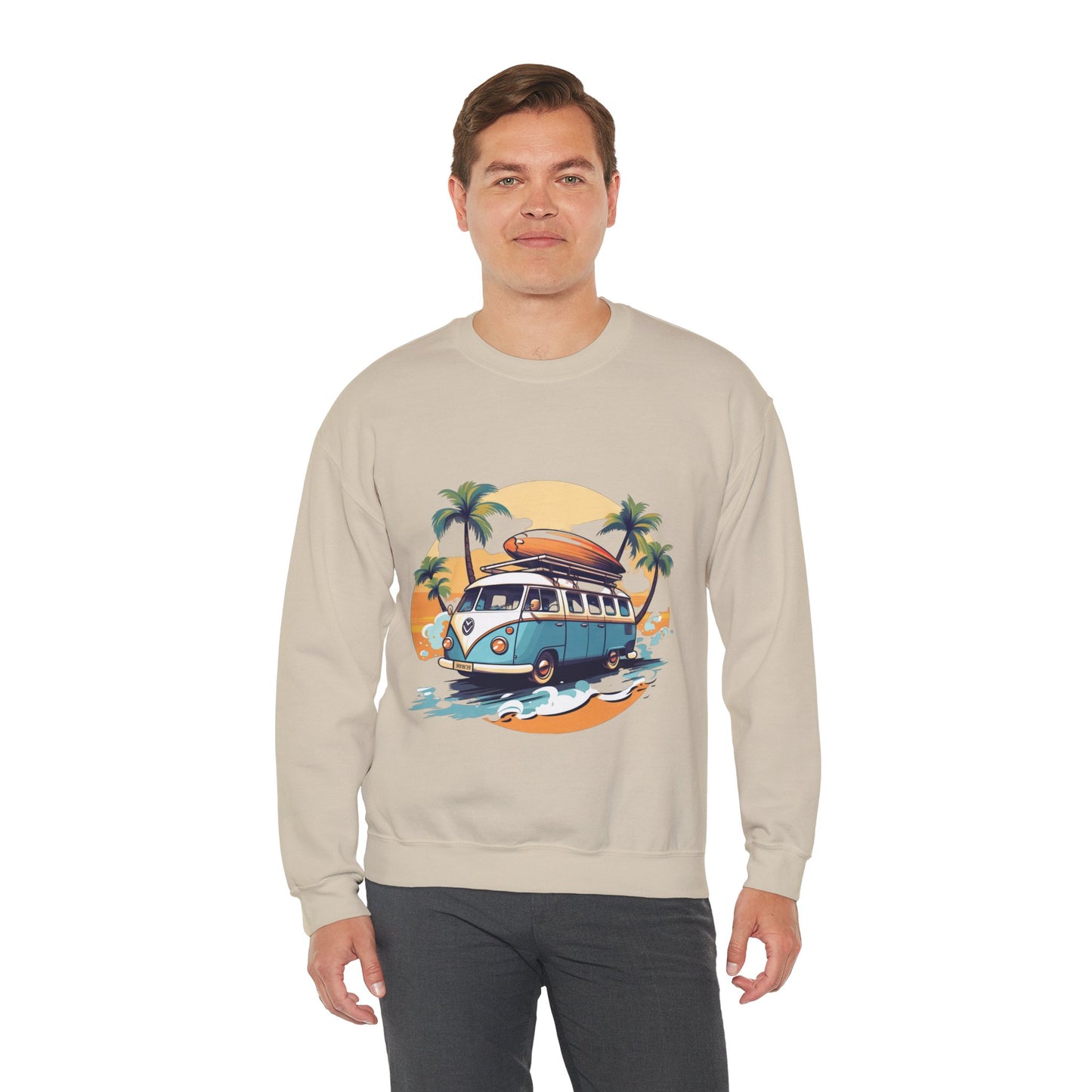 Retro Surf Van - Unisex Heavy Blend™ Crewneck Sweatshirt