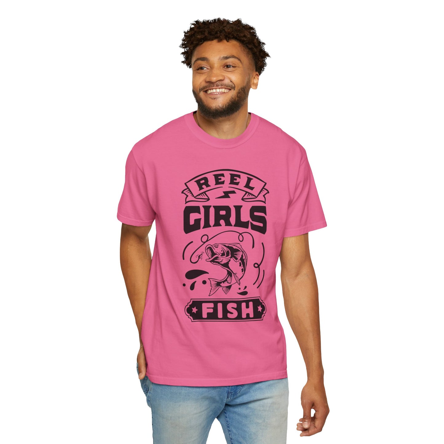 Reel girls fish: Unisex Garment-Dyed T-shirt