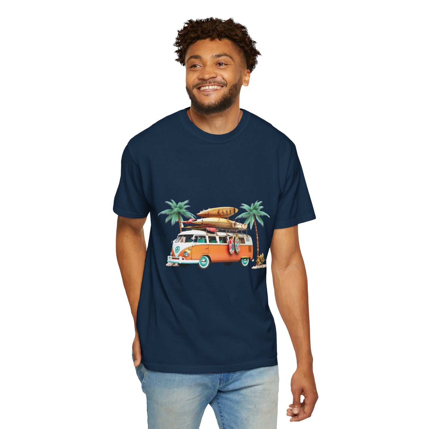 Retro Surf Van: Unisex Garment-Dyed T-shirt