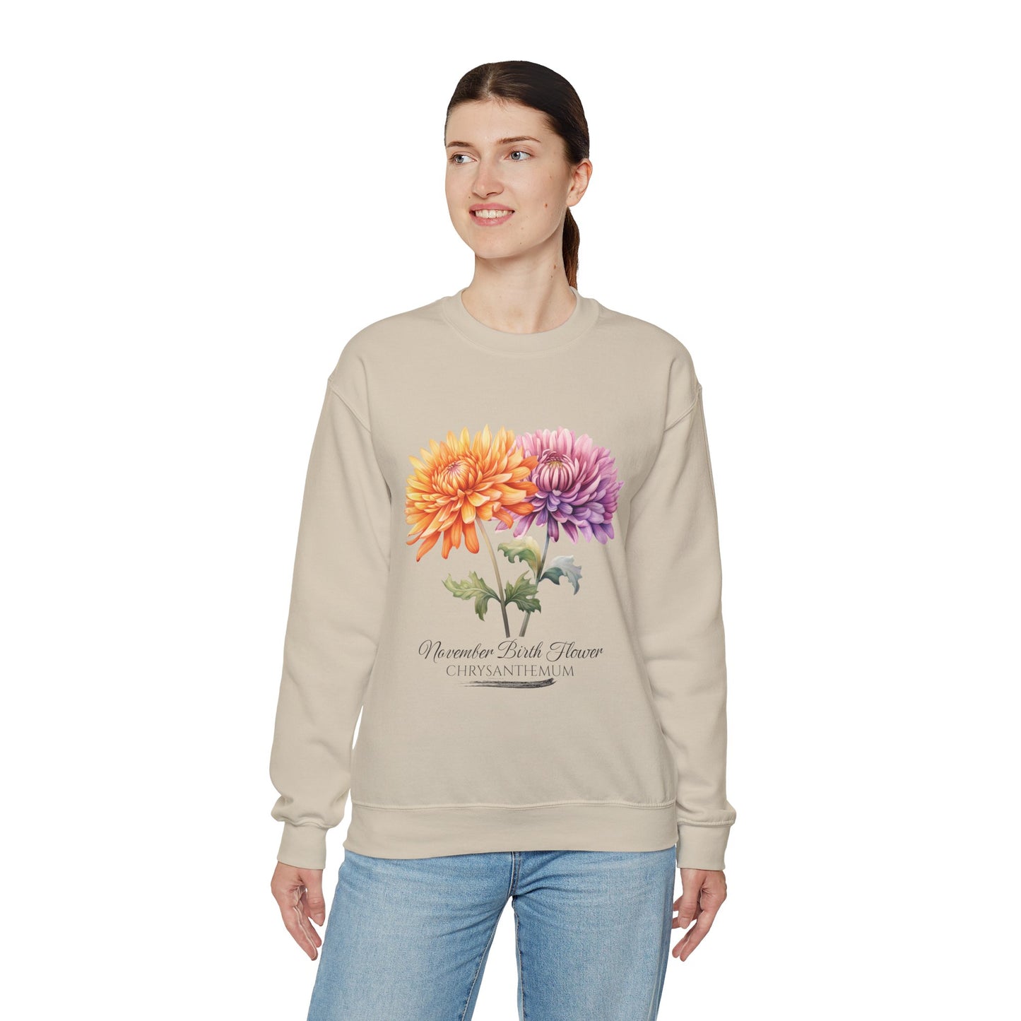 November Birth Flower (Chrysanthemum) - Unisex Heavy Blend™ Crewneck Sweatshirt