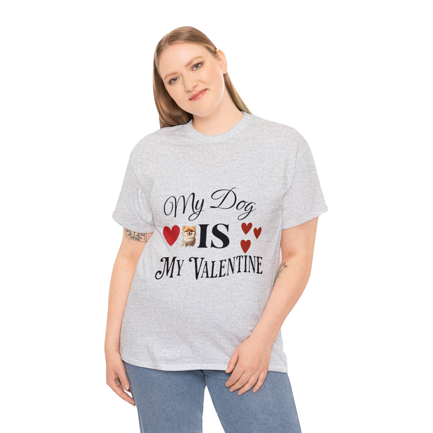 My dog is my valentine - Unisex Heavy Cotton Tee