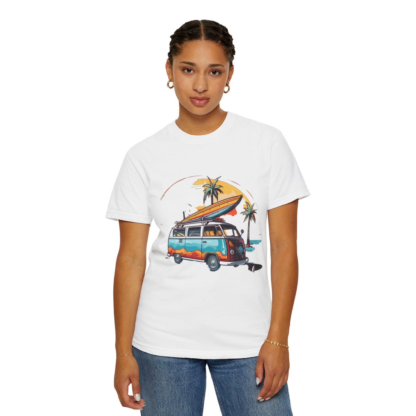 Retro Surf Van: Unisex Garment-Dyed T-shirt