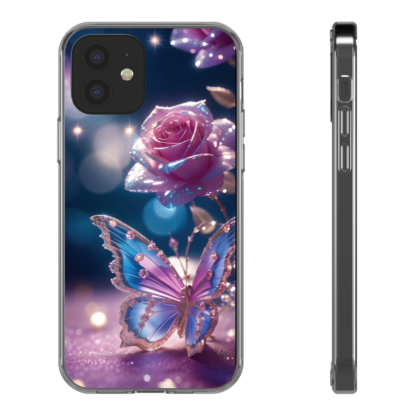 Clear Phone Cases: Fantasy Butterfly and Roses