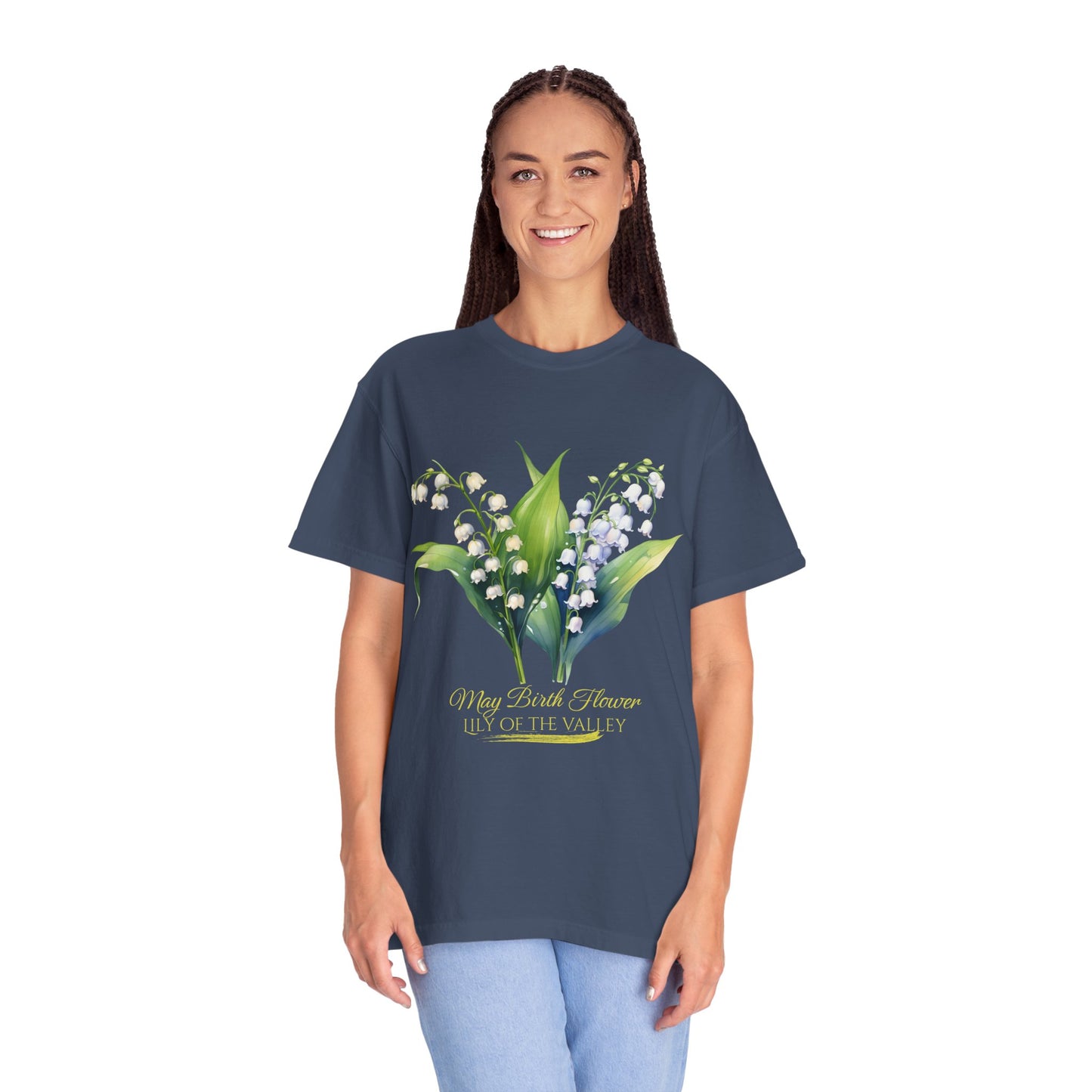 May Birth Flower "Lily of the Valley" (For Dark Fabric) - Unisex Garment-Dyed T-shirt