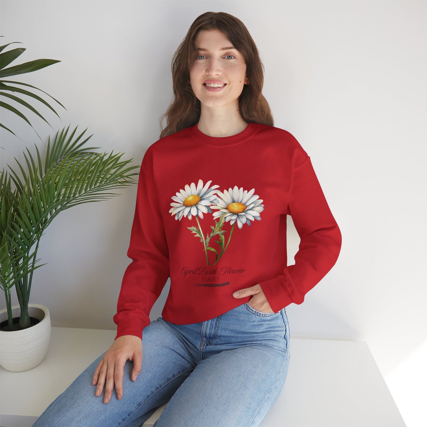 April Birth Flower (Daisy) - Unisex Heavy Blend™ Crewneck Sweatshirt