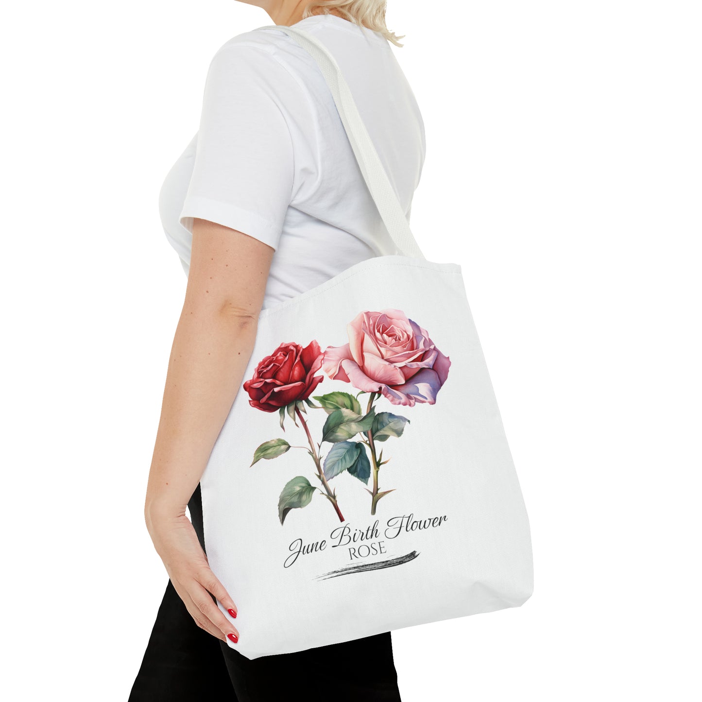 June Birth Flower: Rose - Tote Bag (AOP)