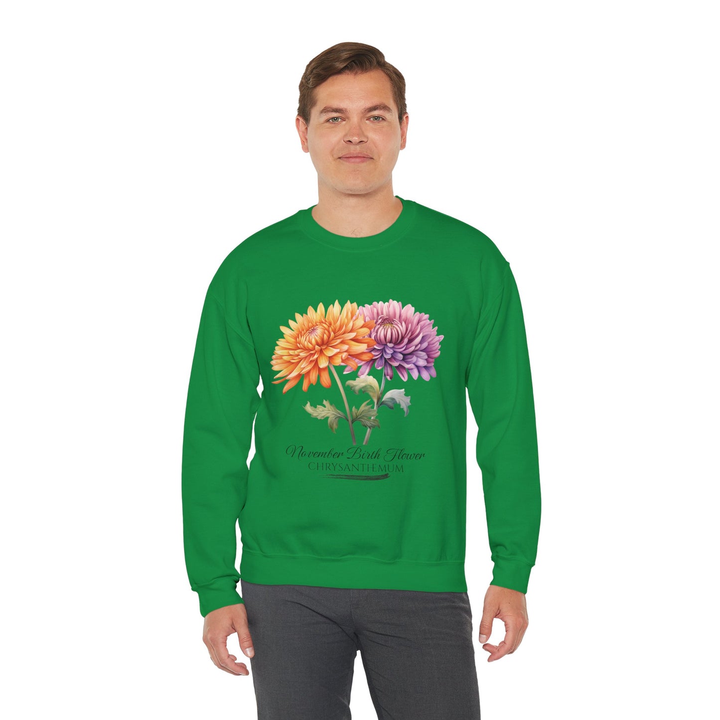 November Birth Flower (Chrysanthemum) - Unisex Heavy Blend™ Crewneck Sweatshirt