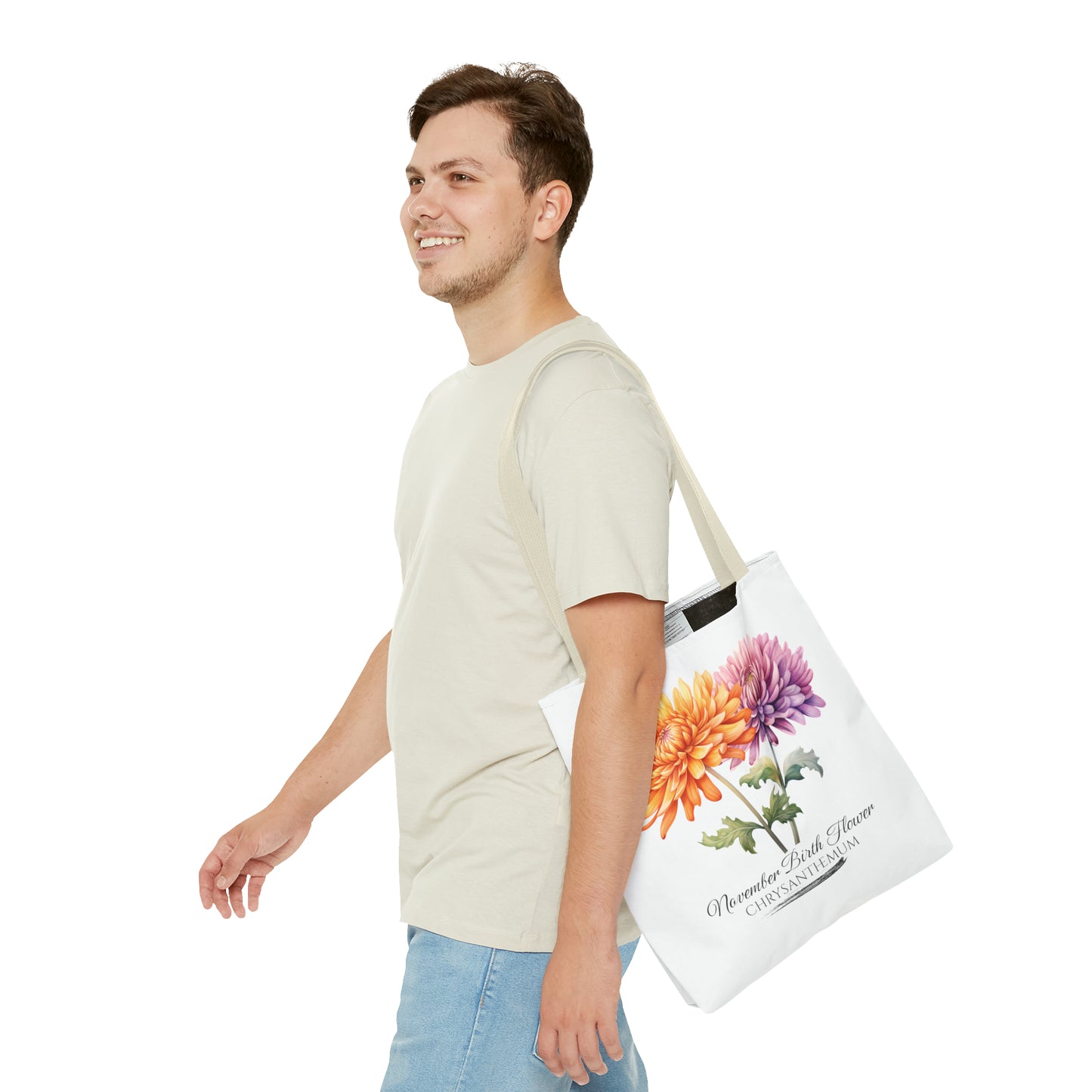 November Birth Flower: Chrysanthemum - Tote Bag (AOP)