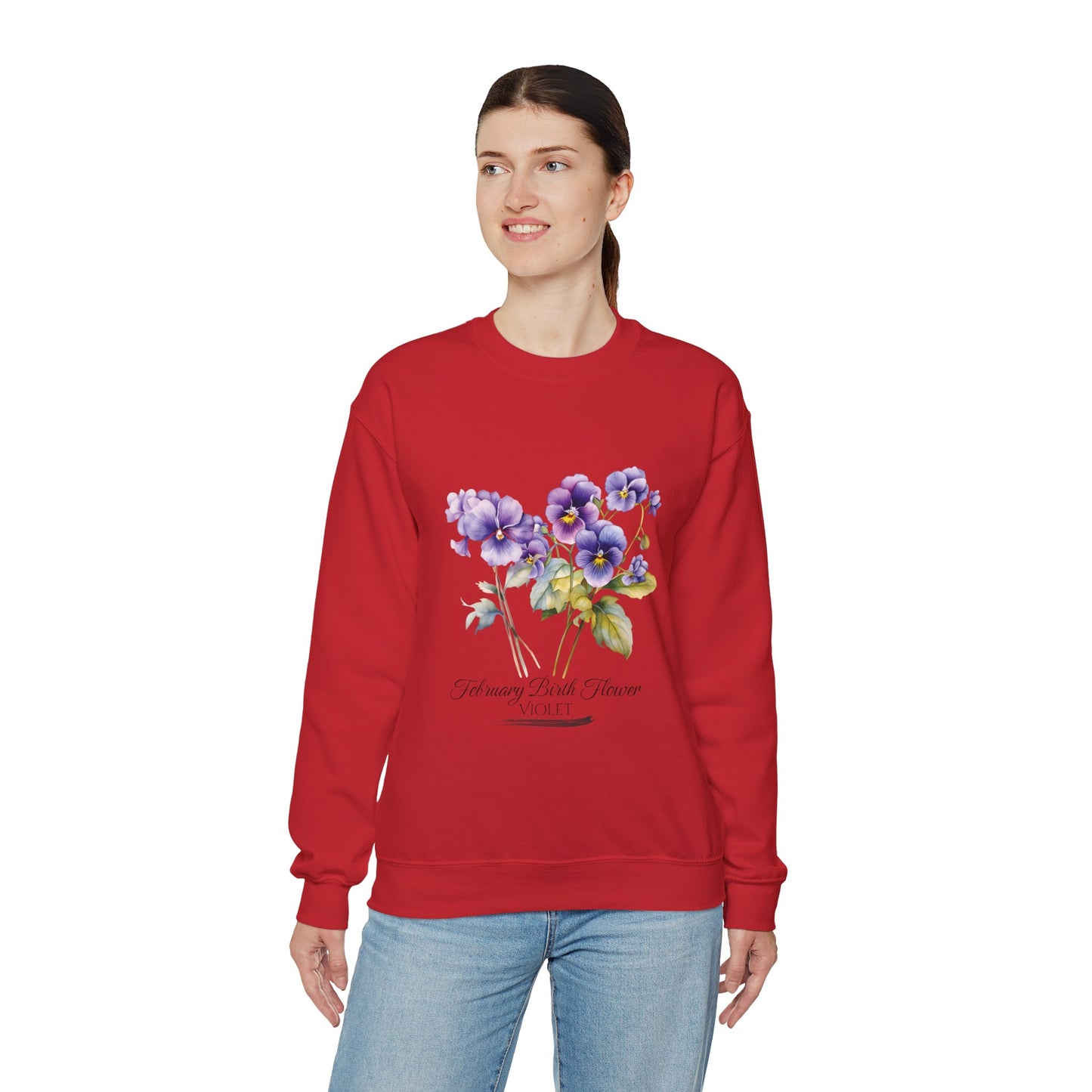 February Birth Flowers (Violet) - Unisex Heavy Blend™ Crewneck Sweatshirt