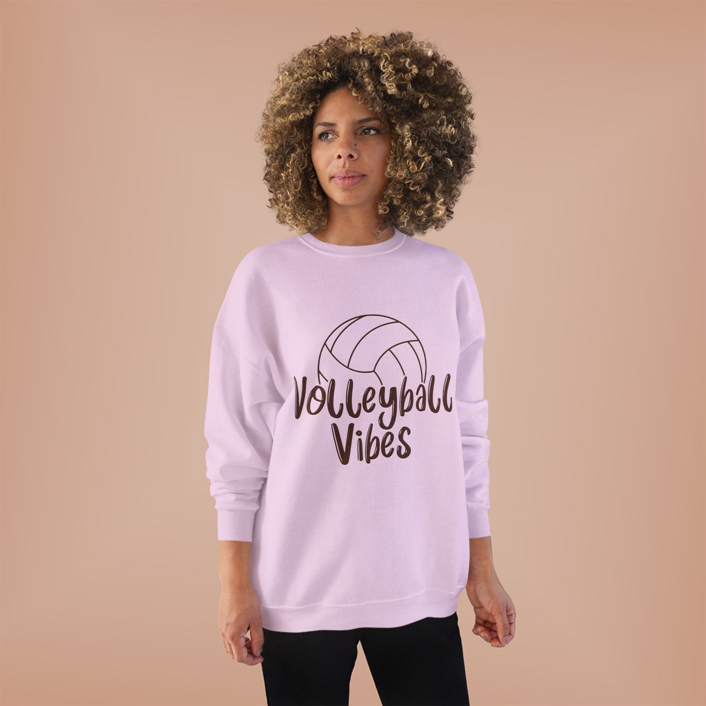 Unisex Volleyball Vibes Crewneck Sweatshirt, Trendy Sports Apparel, Cozy Gift for Athletes, Volleyball Lover's Gear, Eco-Friendly Fashion