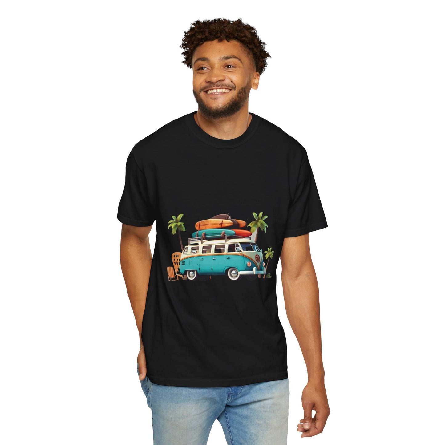 Retro Surf Van: Unisex Garment-Dyed T-shirt