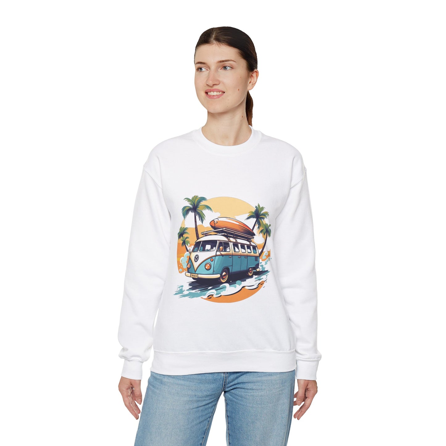 Retro Surf Van - Unisex Heavy Blend™ Crewneck Sweatshirt