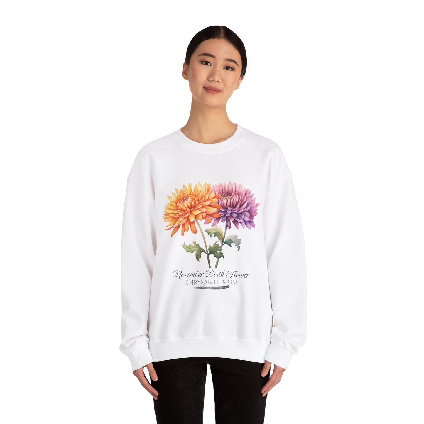 November Birth Flower (Chrysanthemum) - Unisex Heavy Blend™ Crewneck Sweatshirt