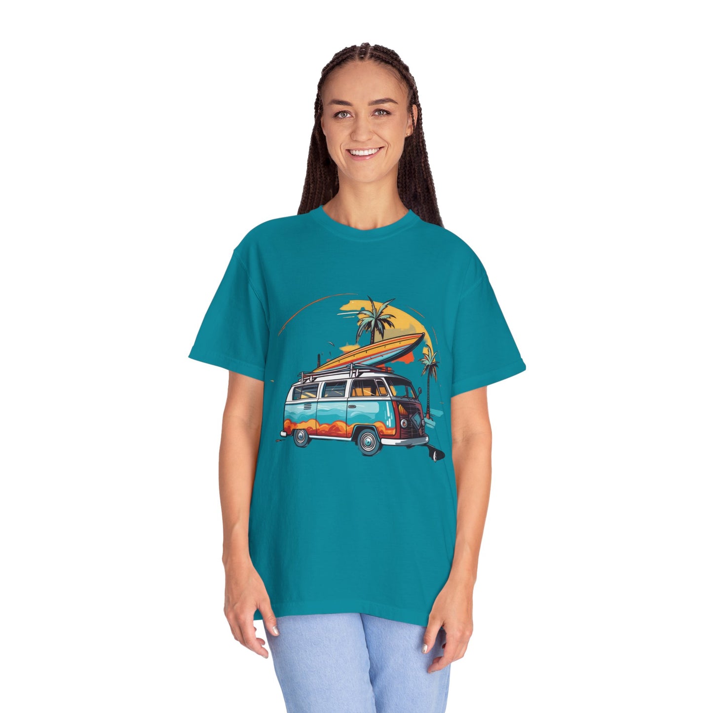 Retro Surf Van: Unisex Garment-Dyed T-shirt