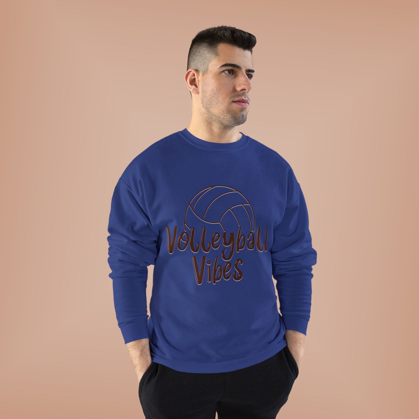 Unisex Volleyball Vibes Crewneck Sweatshirt, Trendy Sports Apparel, Cozy Gift for Athletes, Volleyball Lover's Gear, Eco-Friendly Fashion