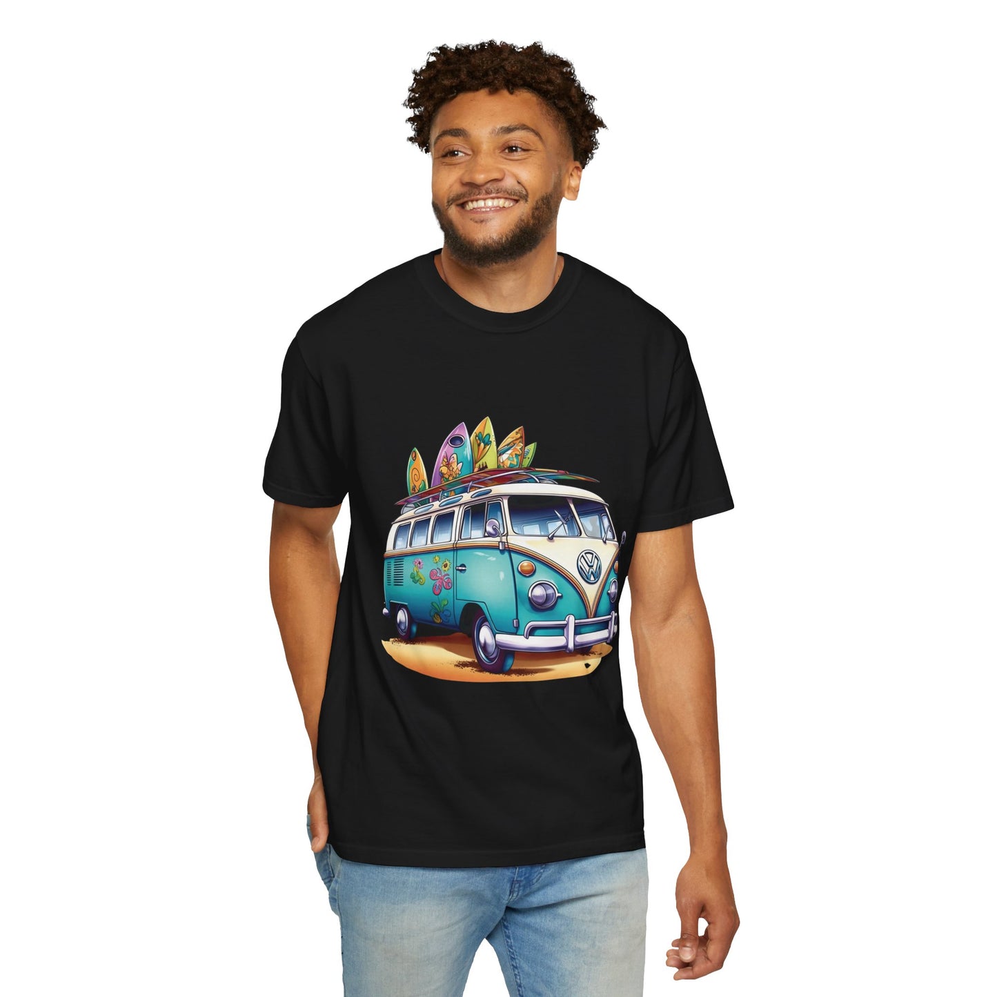 Retro Surf Van: Unisex Garment-Dyed T-shirt