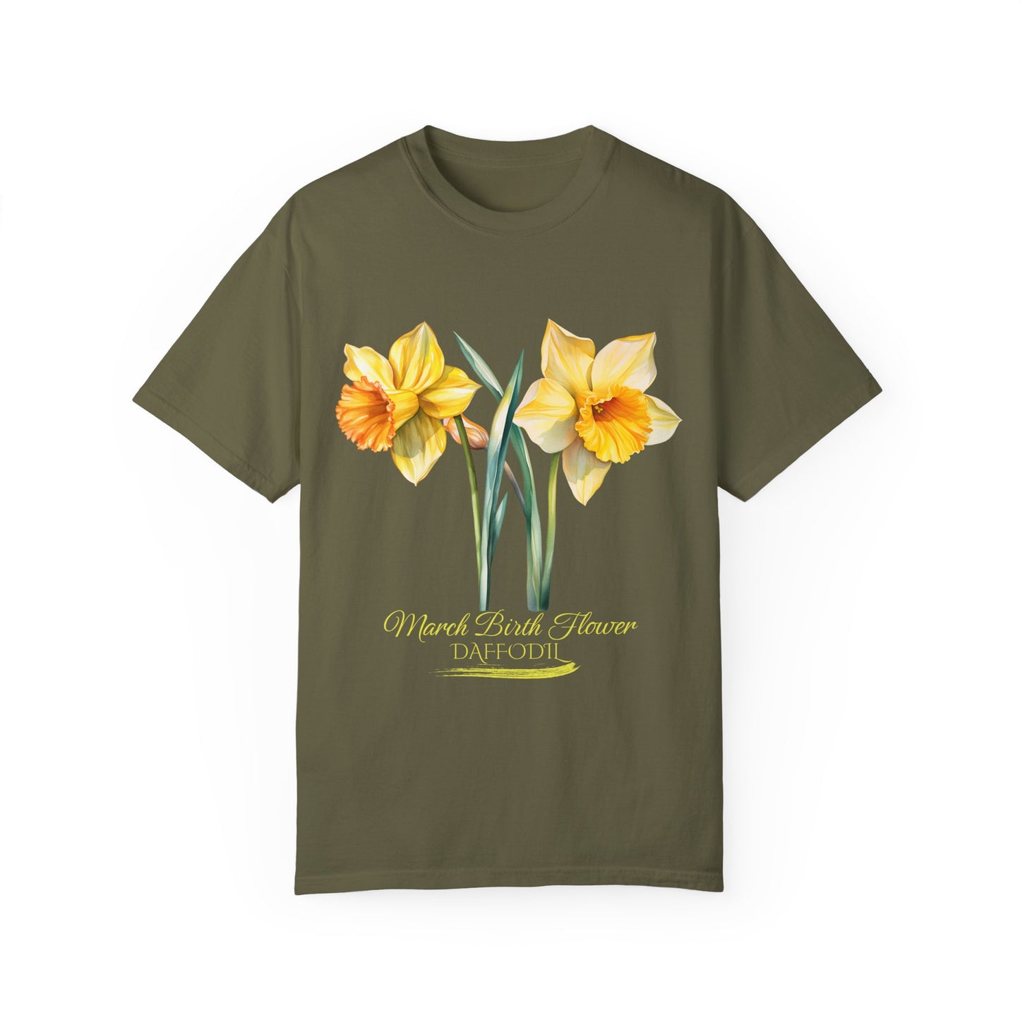 March Birth Flower "Daffodil" (For Print on Dark Fabric) - Unisex Garment-Dyed T-shirt