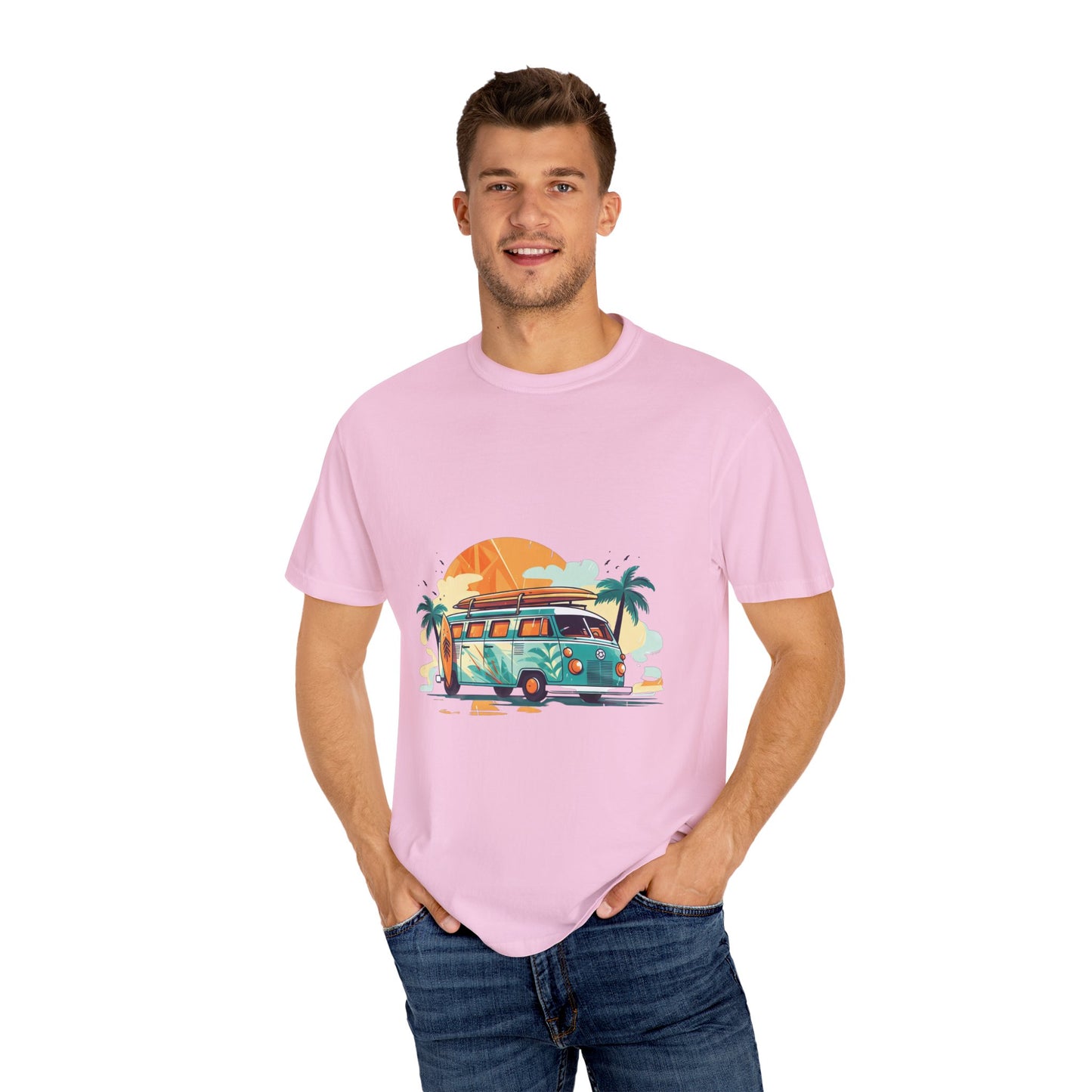 Retro Surf Van: Unisex Garment-Dyed T-shirt