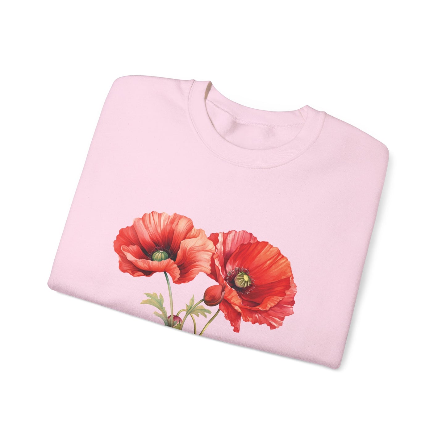 August Birth Flower (Poppy) - Unisex Heavy Blend™ Crewneck Sweatshirt