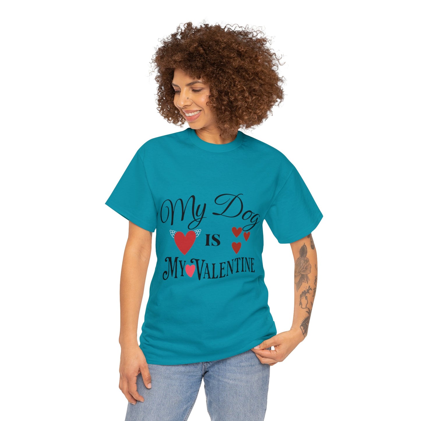 My Dog Is My Valentine1 - Unisex Heavy Cotton Tee