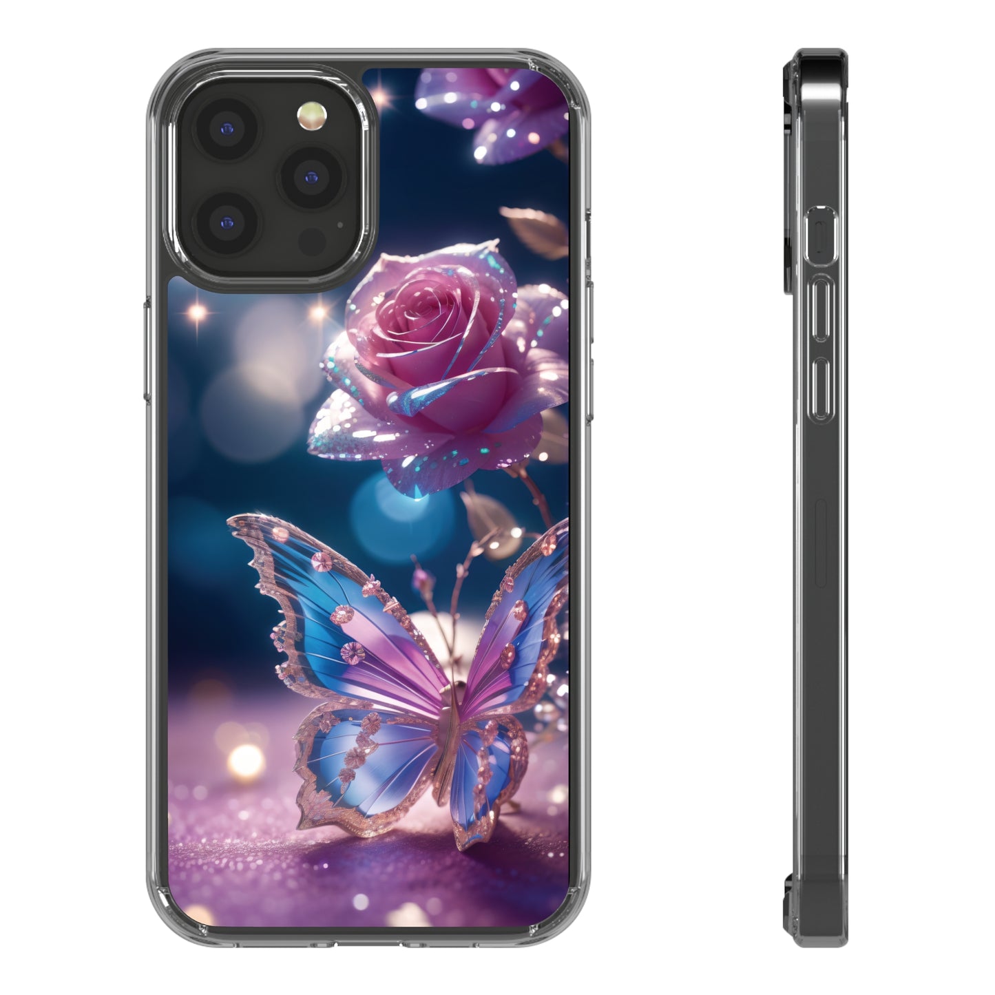 Clear Phone Cases: Fantasy Butterfly and Roses