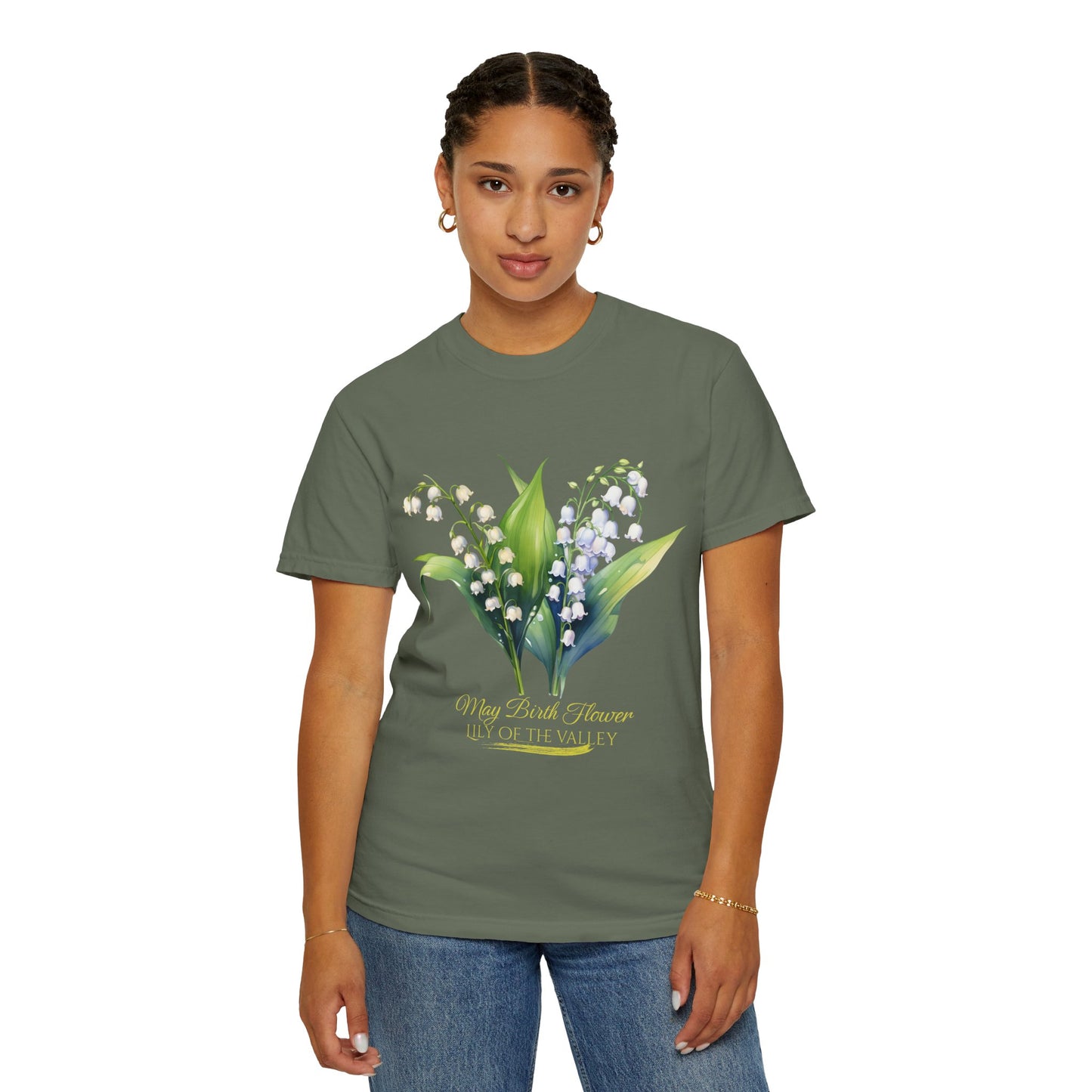 May Birth Flower "Lily of the Valley" (For Dark Fabric) - Unisex Garment-Dyed T-shirt