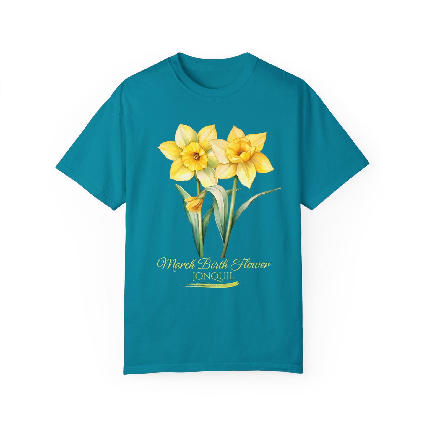 March Birth Flower "Jonquil" (For Print on Dark Fabric) - Unisex Garment-Dyed T-shirt