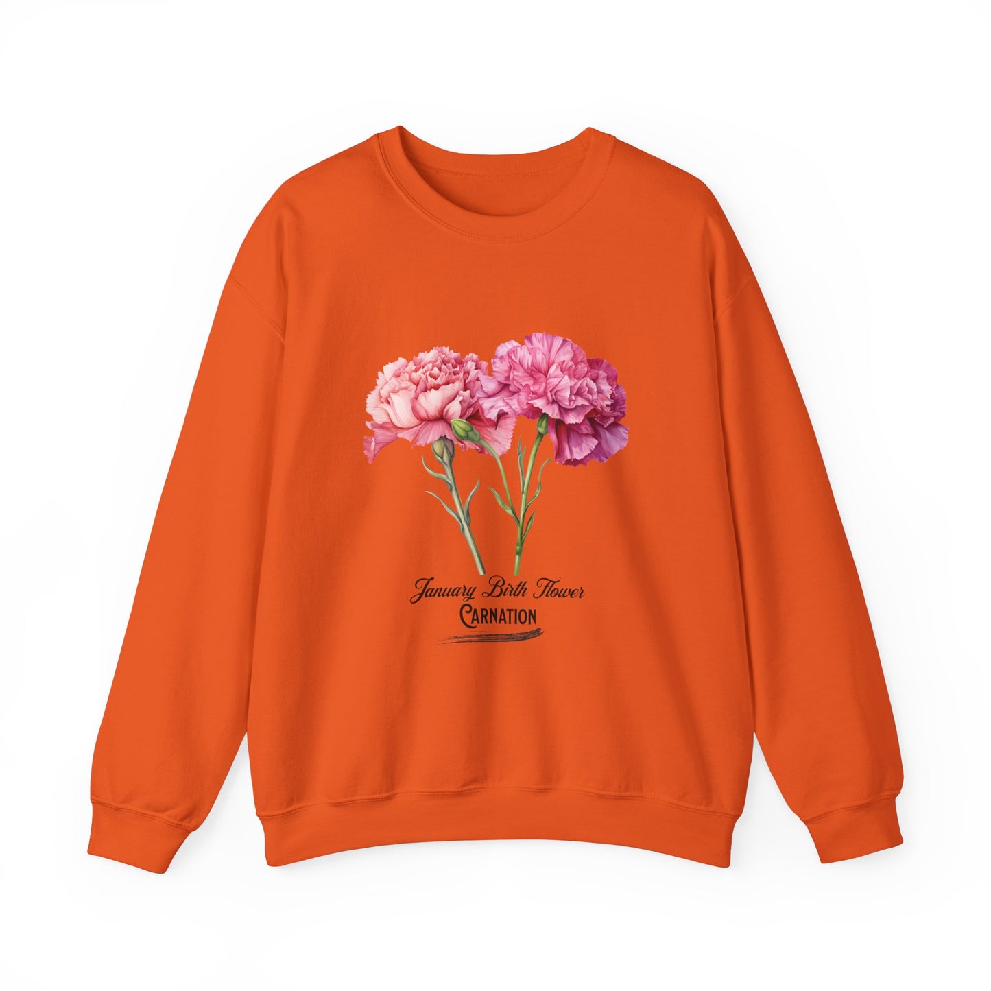 January Birth Flower (Carnation) - Unisex Heavy Blend™ Crewneck Sweatshirt