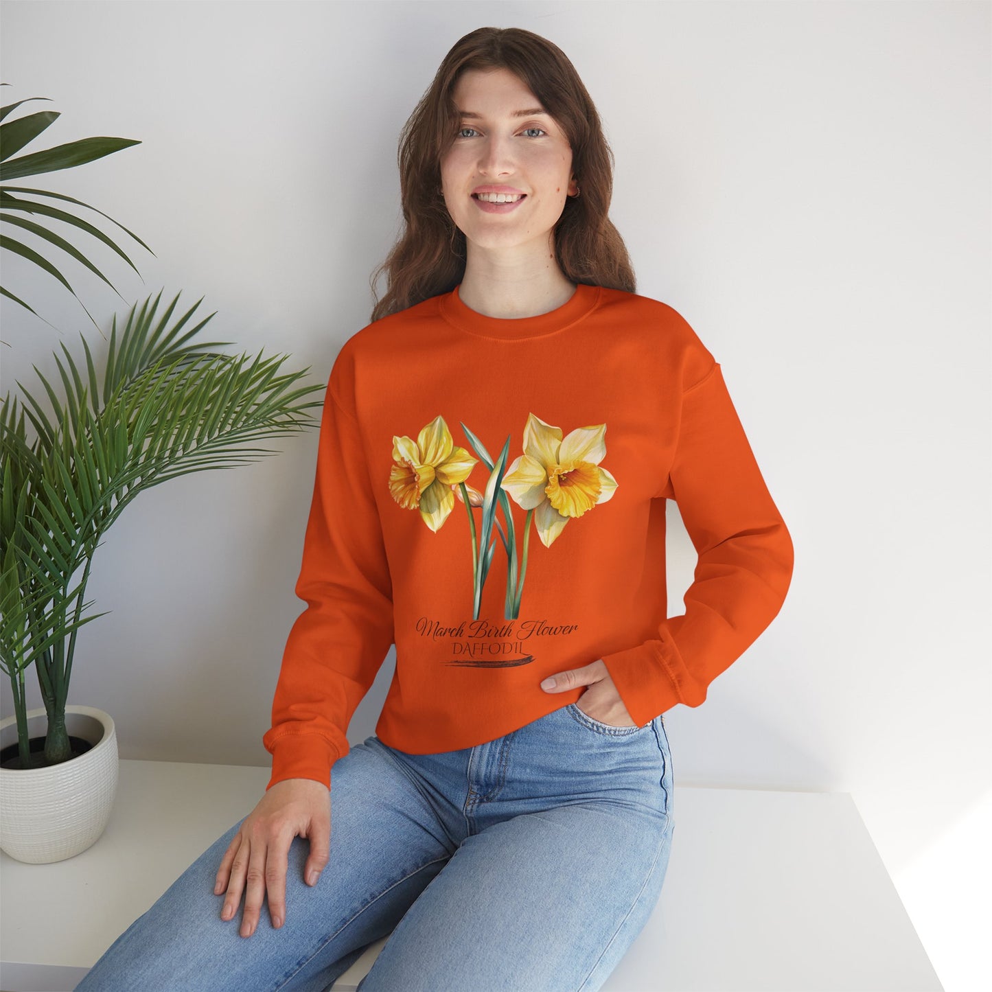 March Birth Flower (Daffodil) - Unisex Heavy Blend™ Crewneck Sweatshirt