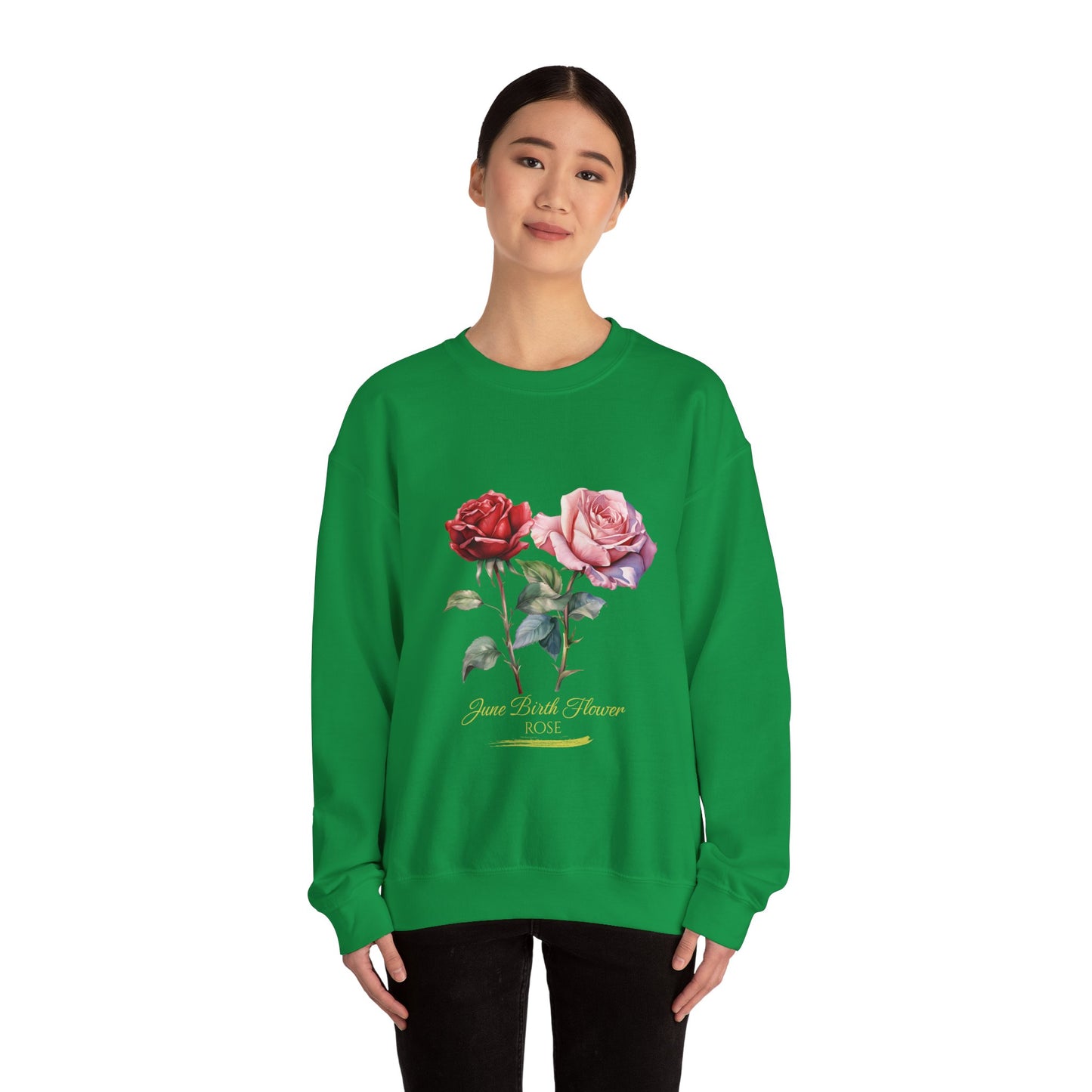 June Birth Flower (Rose) - Unisex Heavy Blend™ Crewneck Sweatshirt