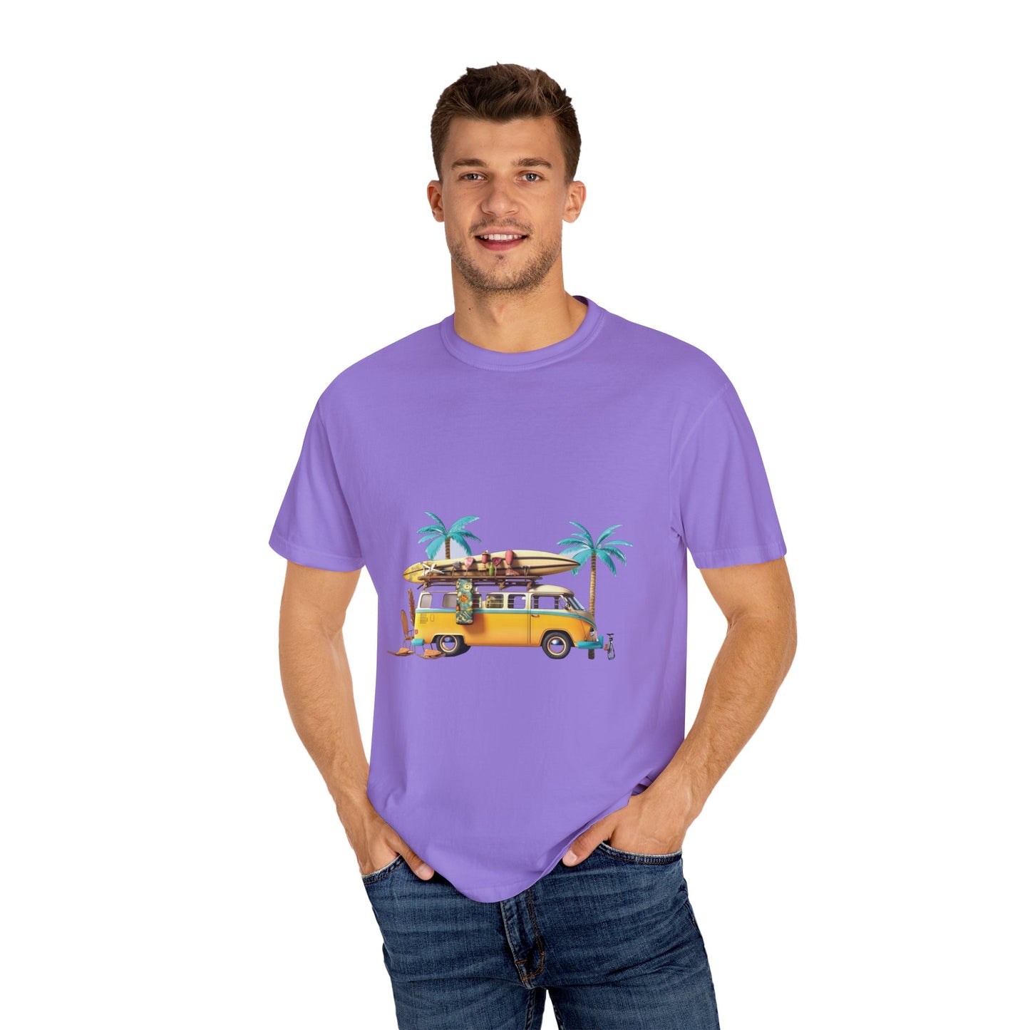 Retro Surf Van: Unisex Garment-Dyed T-shirt