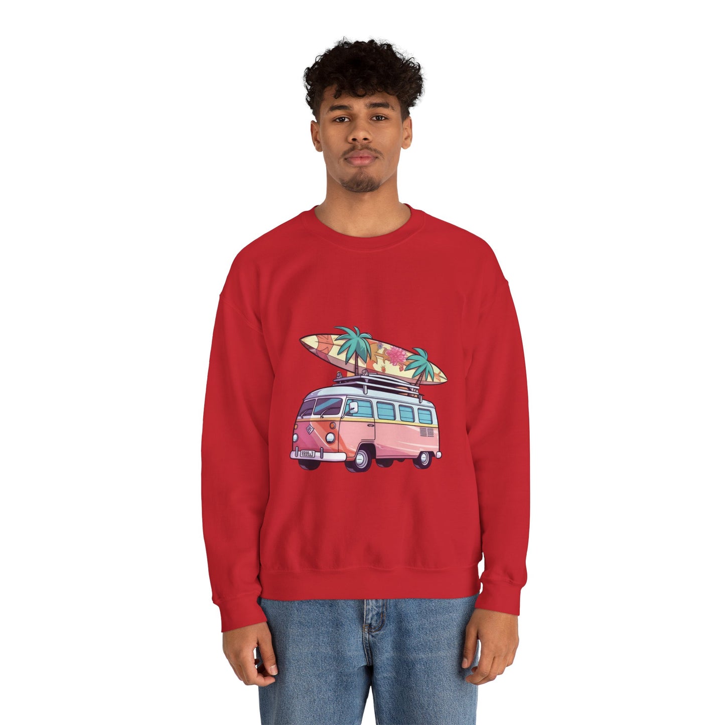 Retro Surf Van - Unisex Heavy Blend™ Crewneck Sweatshirt