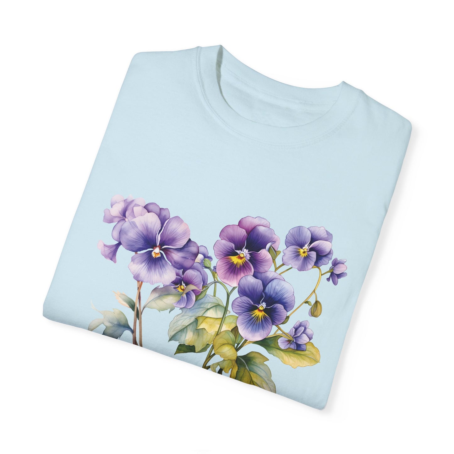 February Birth Flower "Violet" - Unisex Garment-Dyed T-shirt