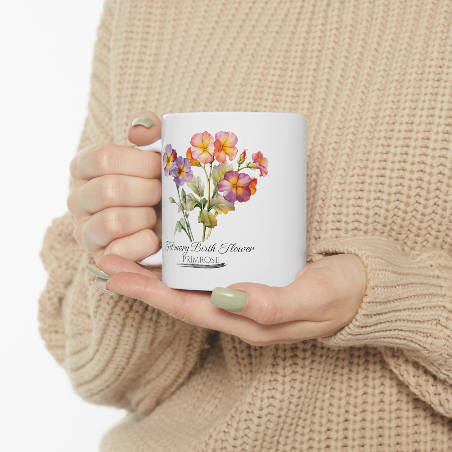 February Birth Flower (Primrose): Ceramic Mug 11oz