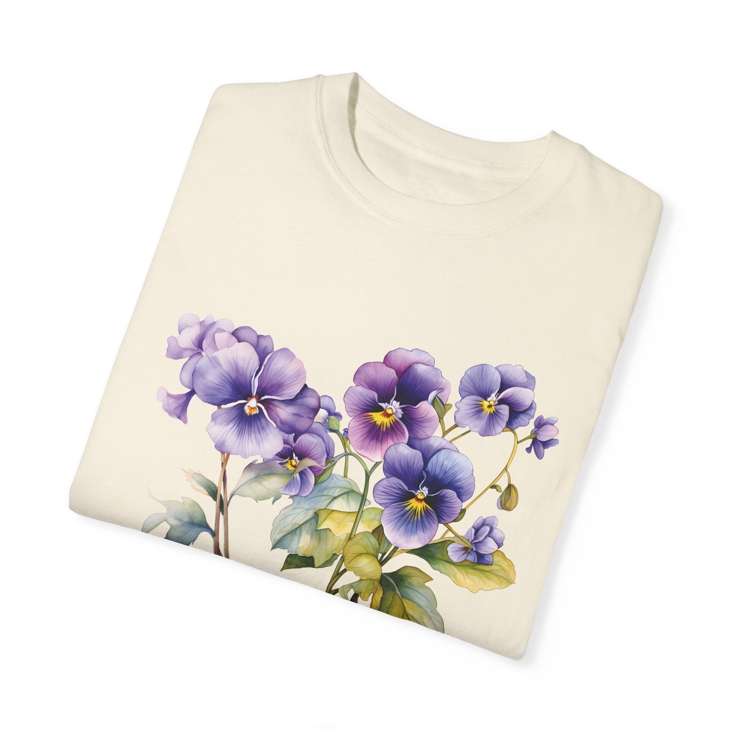 February Birth Flower "Violet" - Unisex Garment-Dyed T-shirt