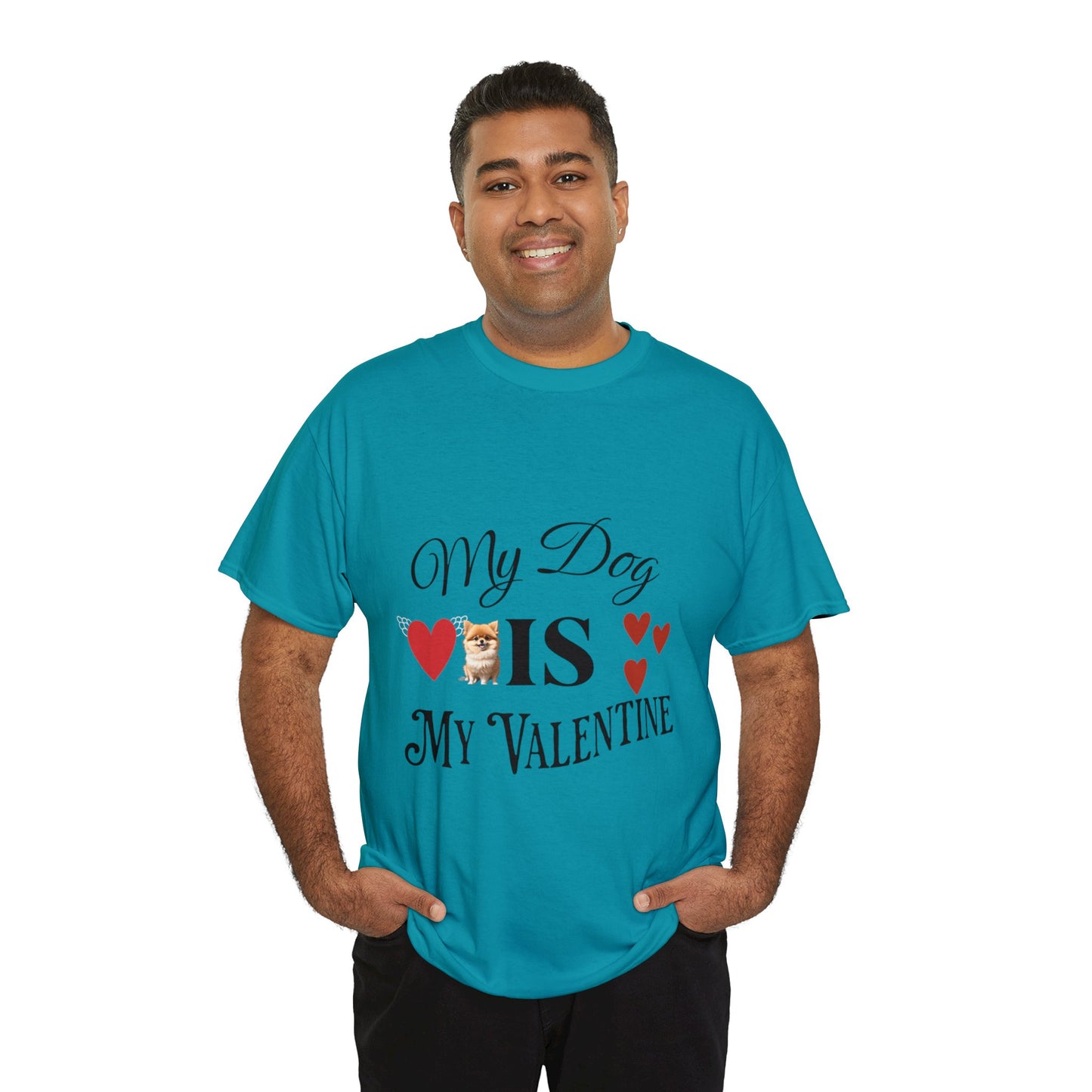 My dog is my valentine - Unisex Heavy Cotton Tee