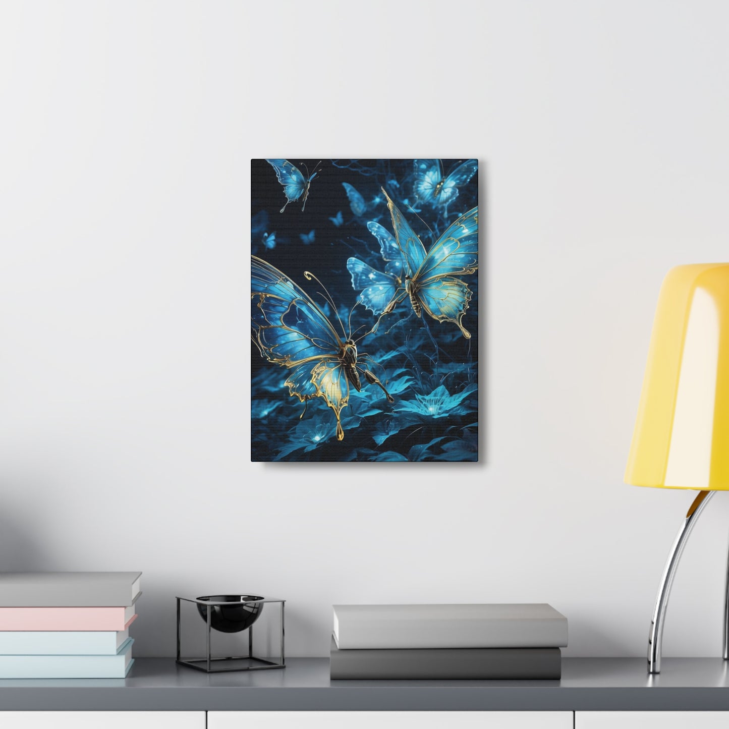 Beautiful butterfly glowing in the dark - Canvas Gallery Wraps