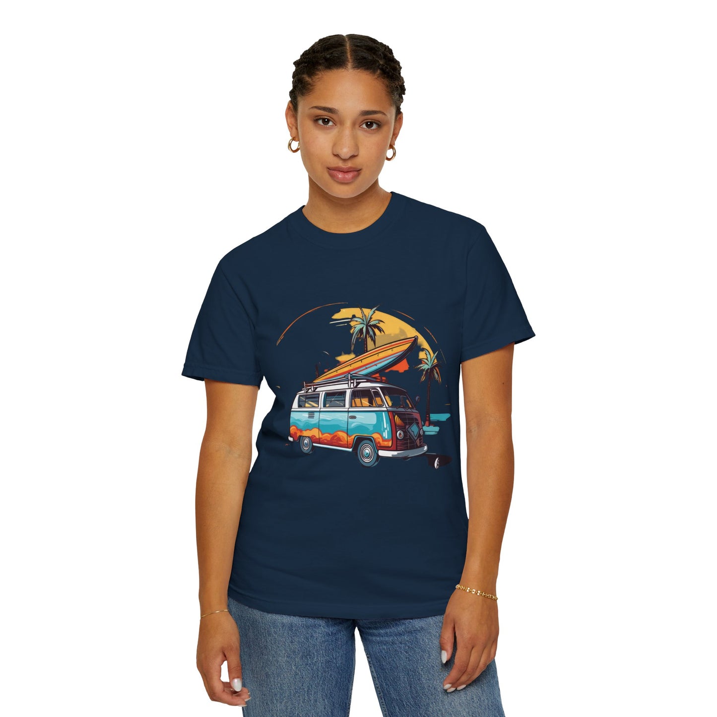 Retro Surf Van: Unisex Garment-Dyed T-shirt