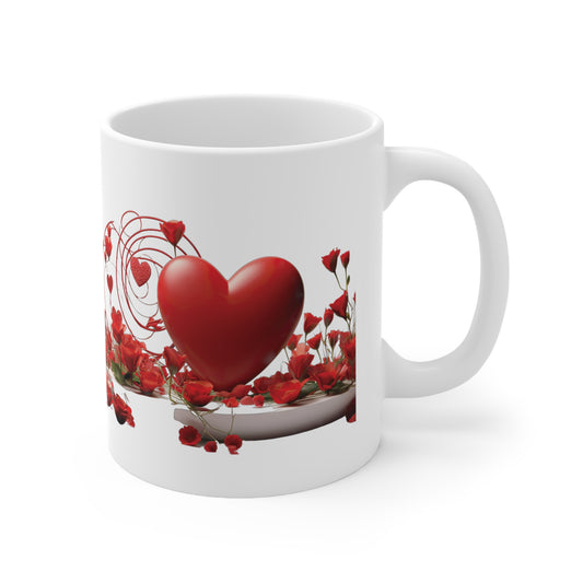 Valentine's Rose Heart: Ceramic Mug 11oz