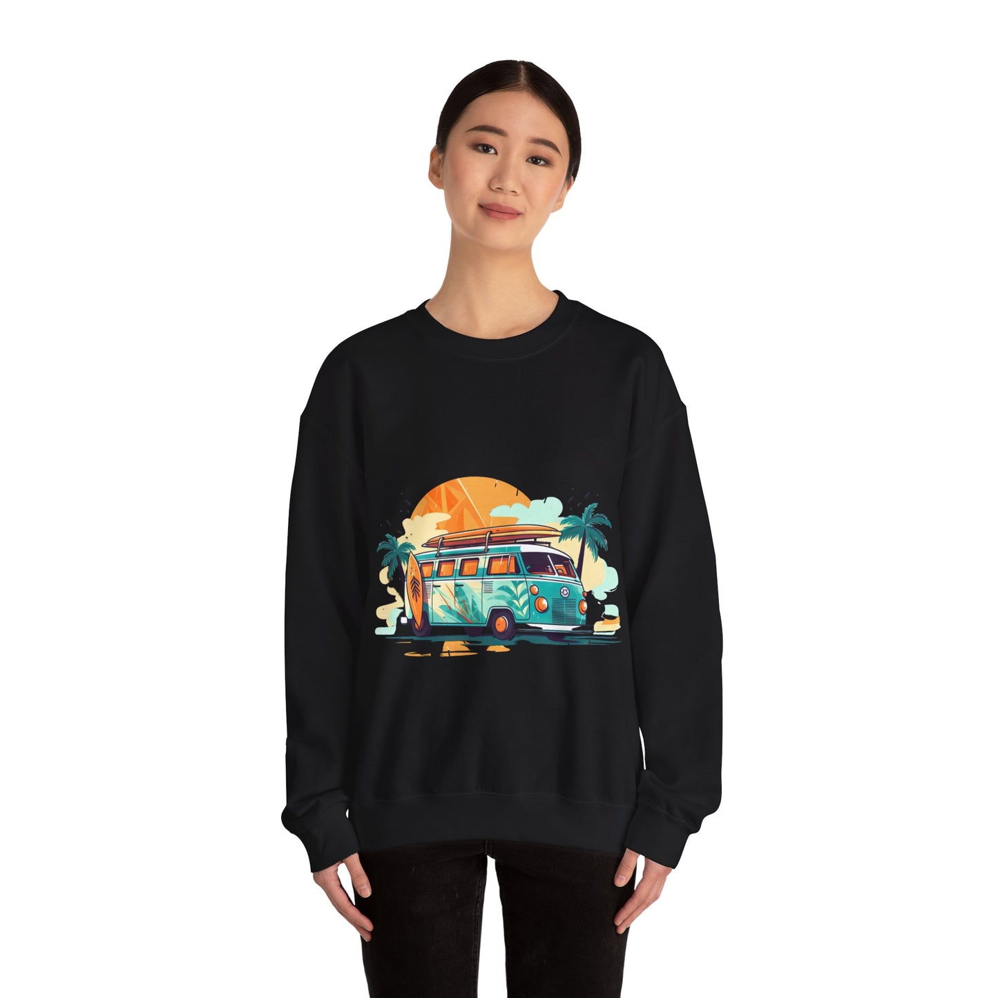 Retro Surf Van - Unisex Heavy Blend™ Crewneck Sweatshirt