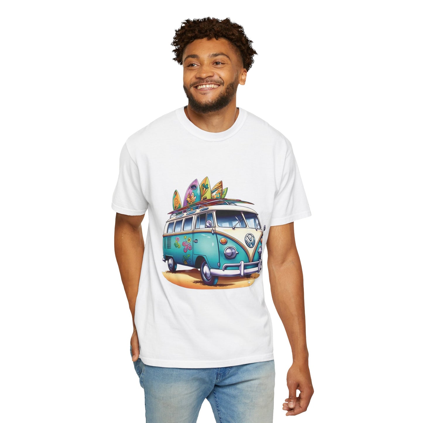 Retro Surf Van: Unisex Garment-Dyed T-shirt