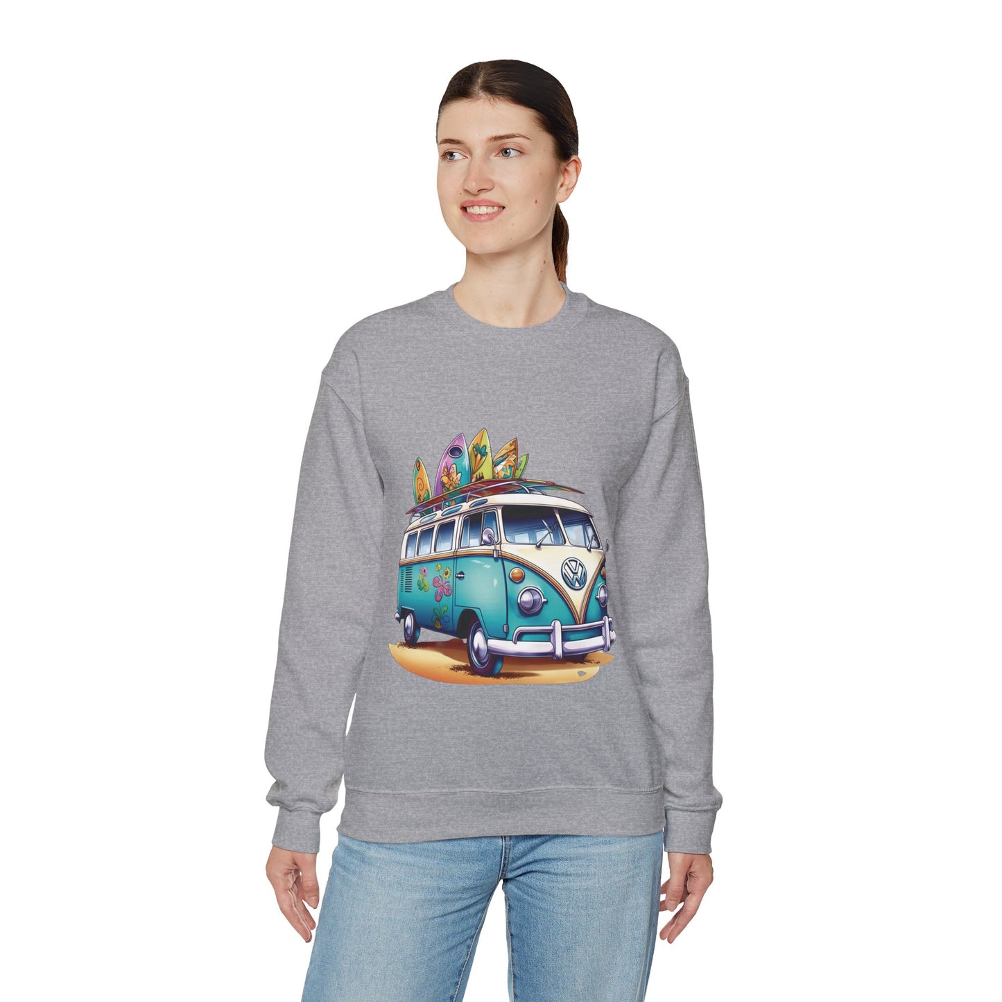 Retro Surf Van - Unisex Heavy Blend™ Crewneck Sweatshirt