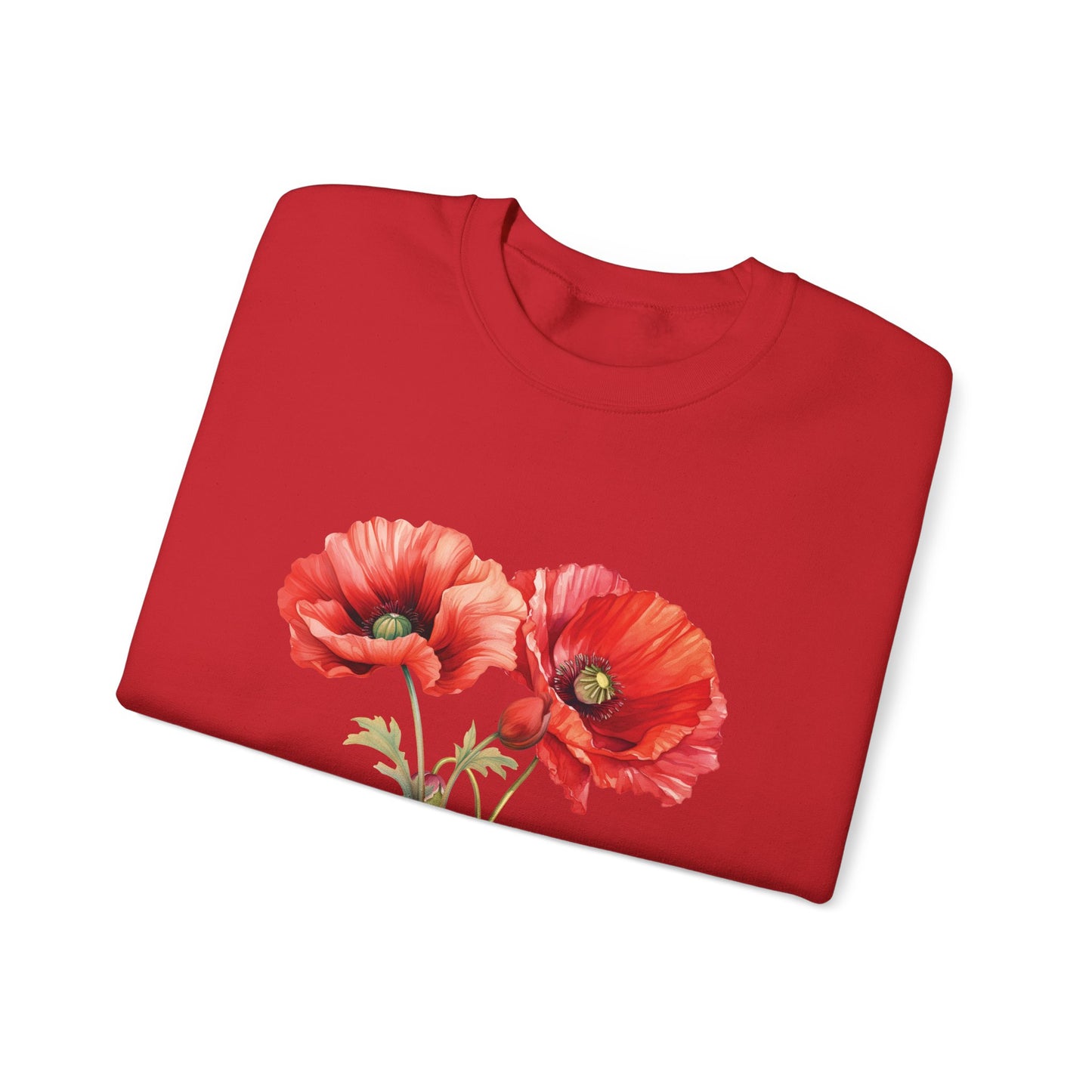 August Birth Flower (Poppy) - Unisex Heavy Blend™ Crewneck Sweatshirt